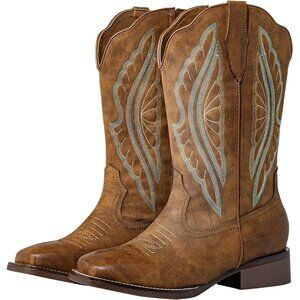 🆕SheSole Womens Brown Extra Wide Calf Boots Hidden Stretch Panel for Fuller